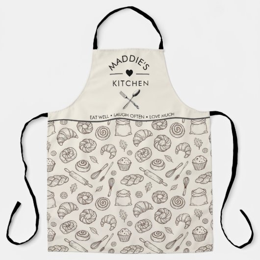 Vintage Breakfast Bakery Seamless Pattern Schürze (Vorderseite)
