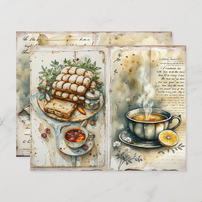 Vintage Breakfast Scrapbook Paper (Vorne/Hinten)