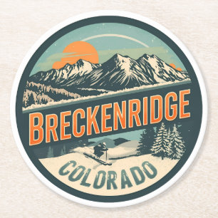Vintage Breckenridge Colorado Rocky Mountain Runder Pappuntersetzer