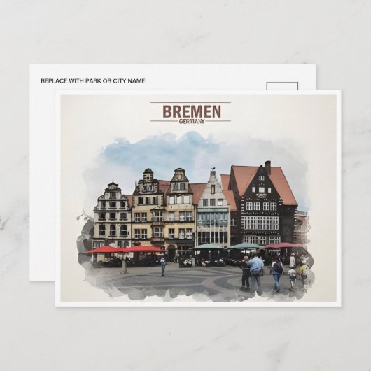 Vintage Bremen Brême Deutschland Postkarte (Vorne/Hinten)