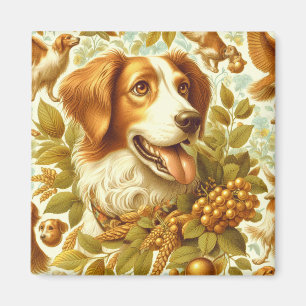 Vintage Bretagne-Hundemalerei Magnet