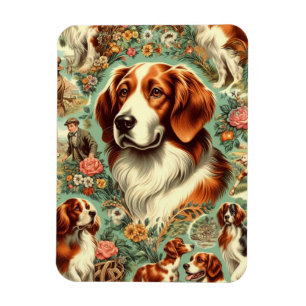 Vintage Bretagne-Hundemalerei Magnet