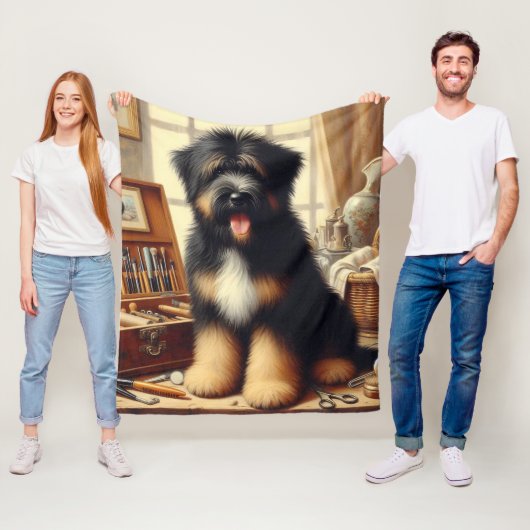 Vintage-Briard-Hunde-Gemälde Fleecedecke (Beispiel)