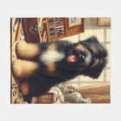 Vintage-Briard-Hunde-Gemälde Fleecedecke (Vorderseite (Horizontal))