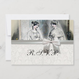 Vintage Bridal Brides Antique White Wedding Einladung