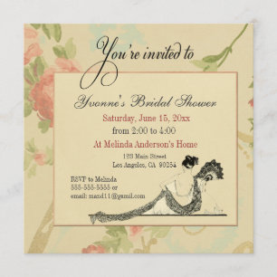 Vintage Bridal-Dusche Einladung
