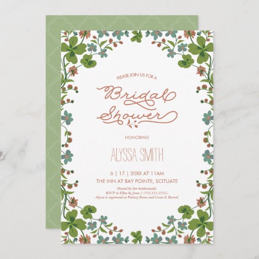 Vintage Bridal Dusche Einladung - Blumenstrauß (Vorne/Hinten)