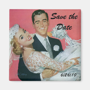 Vintage Bride and Groom Newlyweds Save the Date! Magnet