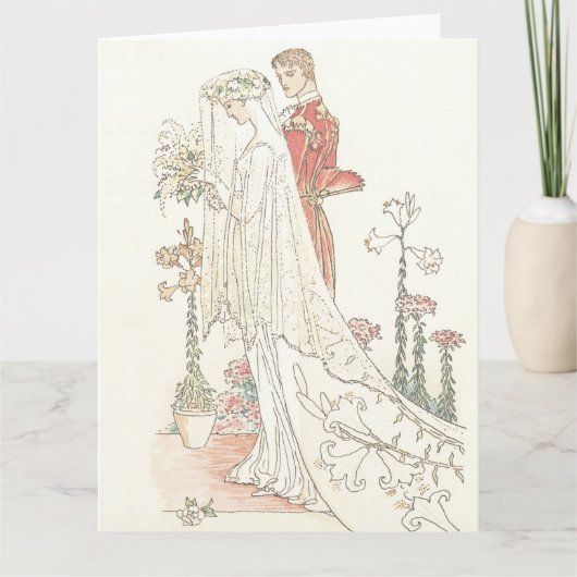 Vintage Bride and Groom Old Fashioned Wedding Karte (Vorderseite)