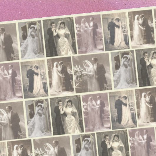 Vintage Bride & Groom Portraits - Hochzeitscollage Seidenpapier