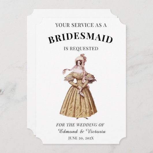 Vintage Bridesmaier Einladung (Vorne/Hinten)