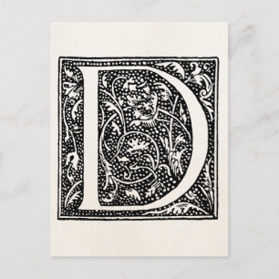 Vintage-Brief-D-Monogramm-Pergament "D" Initialen Postkarte