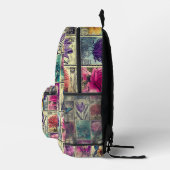 Vintage Briefmarke Bedruckter Rucksack (Rechts)