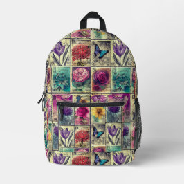 Vintage Briefmarke Bedruckter Rucksack