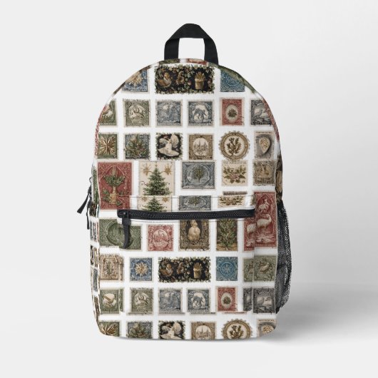 Vintage Briefmarke Bedruckter Rucksack (Vorderseite)