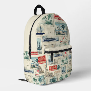 Vintage Briefmarke Bedruckter Rucksack