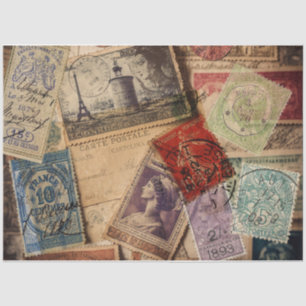 Vintage Briefmarke Collage Seidenpapier