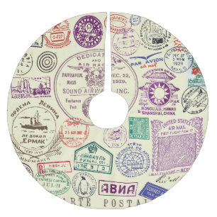 Vintage Briefmarke, dekoratives Set. Polyester Weihnachtsbaumdecke