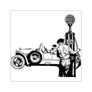 Vintage Briefmarke der Gasstation Gummistempel