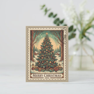 Vintage-Briefmarke Frohe Weihnachten Postkarte