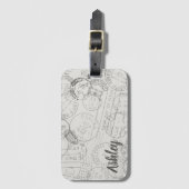 Vintage Briefmarke Gepäckanhänger (Vorderseite Vertikal)