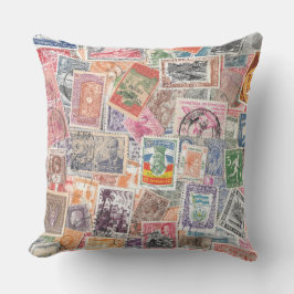 Vintage Briefmarke Gestaltung des Reisethemas Kissen