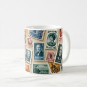 Vintage Briefmarke Kaffeetasse (VorderseiteRechts)