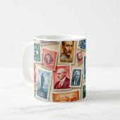 Vintage Briefmarke Kaffeetasse (Vorderseite Links)