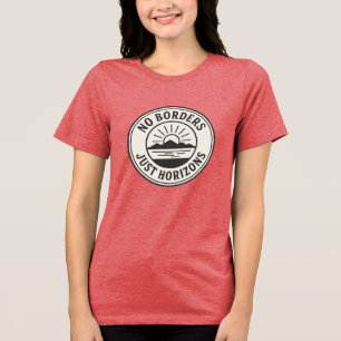 Vintage Briefmarke – „Keine Grenzen, nur Horizonte Tri-Blend Shirt