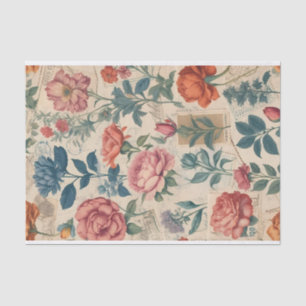 Vintage Briefmarke mit Blumenmotiven Seidenpapier