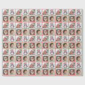 Vintage Briefmarke Niedlich Personalisiertes Foto Geschenkpapier (Flach)