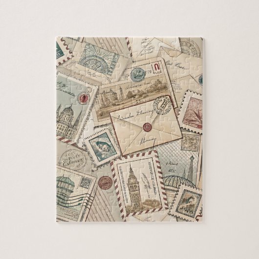 Vintage Briefmarke Puzzle (Vertikal)