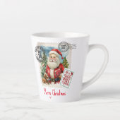Vintage Briefmarke Santa Claus Latte Tasse (Rechts)