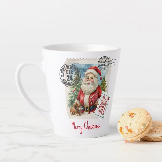 Vintage Briefmarke Santa Claus Latte Tasse (Beispiel)