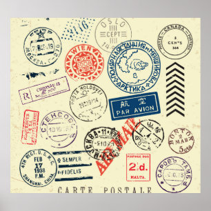 Vintage Briefmarke: Zeitlose Dekorsammlung Poster