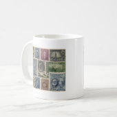 Vintage Briefmarken-Collage Kaffeetasse (Vorderseite Links)