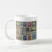 Vintage Briefmarken-Collage Kaffeetasse (Links)