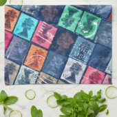 Vintage Briefmarken Geschirrtuch (Gefaltet)