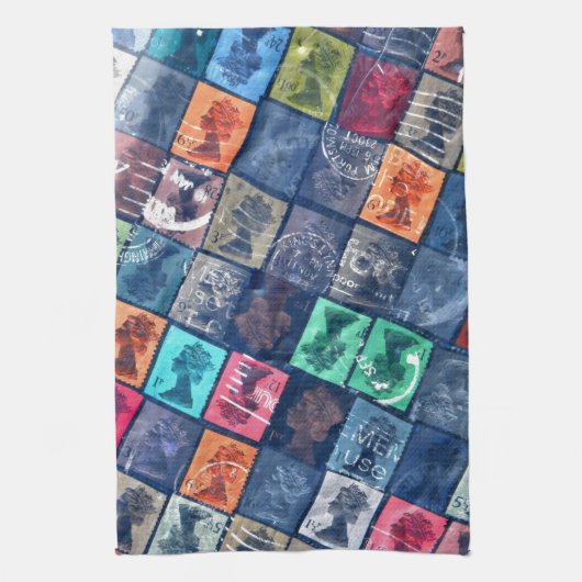 Vintage Briefmarken Geschirrtuch (Vertikal)