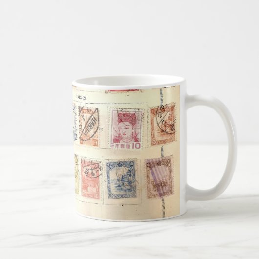 Vintage Briefmarken Kaffeetasse (Rechts)