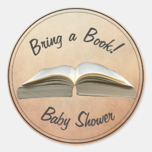 Vintage Bring a Book Baby-Party Runder Aufkleber