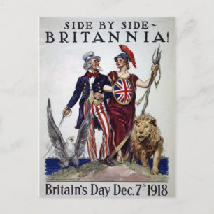 Vintage Britannia! Seite an Seite Erster Weltkrieg Postkarte