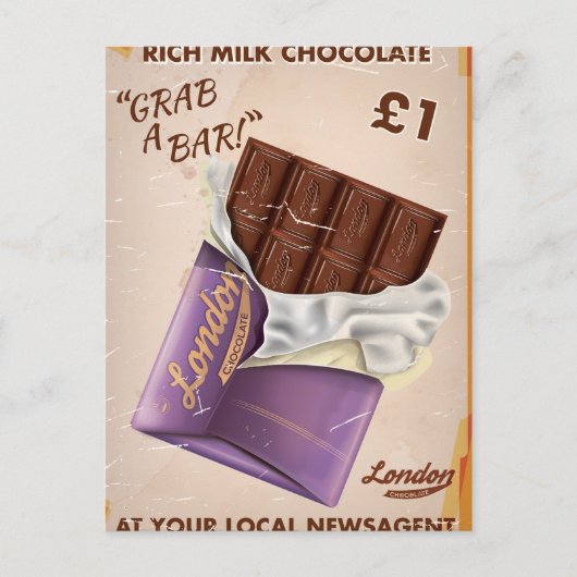 Vintage britische Chocolate Advert. Postkarte (Vorderseite)