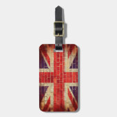 Vintage britische Flagge an einer Ziegelmauer Gepäckanhänger (Vorderseite vertikal)