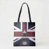 Vintage Britische Flagge & Big Ben, London, Großbr Tasche (Vorderseite)