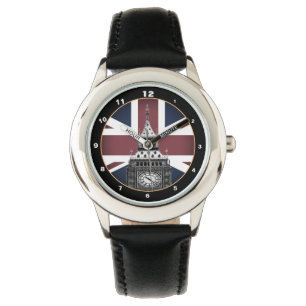 Vintage britische Flagge & Big Ben, London, UK mod Armbanduhr