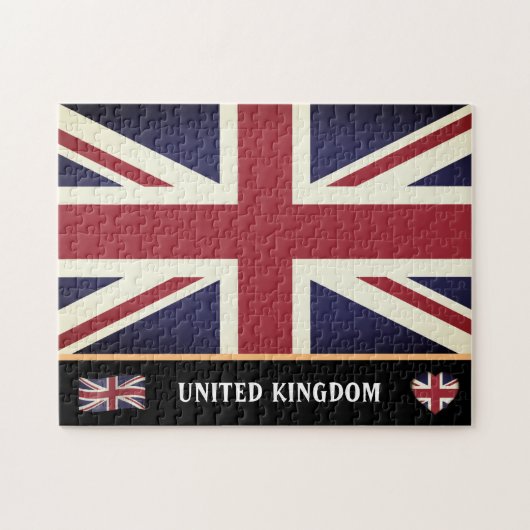 Vintage britische Flagge & Englisch / Vereinigtes Puzzle (Horizontal)