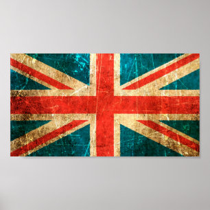 Vintage britische Flagge gekratzt und abgetragen Poster