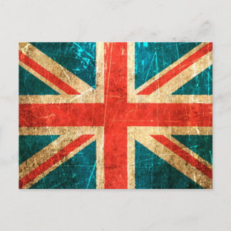 Vintage britische Flagge gekratzt und abgetragen Postkarte