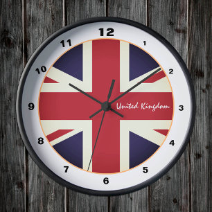 Vintage-Britische Flagge, patriotisches Vereinigte Runde Wanduhr